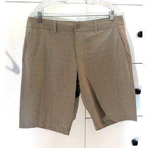 Hang Ten Textured Khaki Flat Front Short 36 Summer Tan Chino Drawstring Light